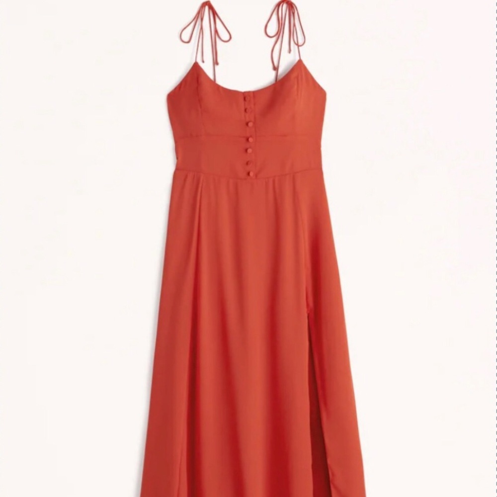 Abercrombie & Fitch Tie-Strap Corset Midi Dress